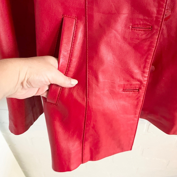 Vintage Red Leather Blazer Fitted Buttery Soft Statement Jacket Sz M - Picture 6 of 15